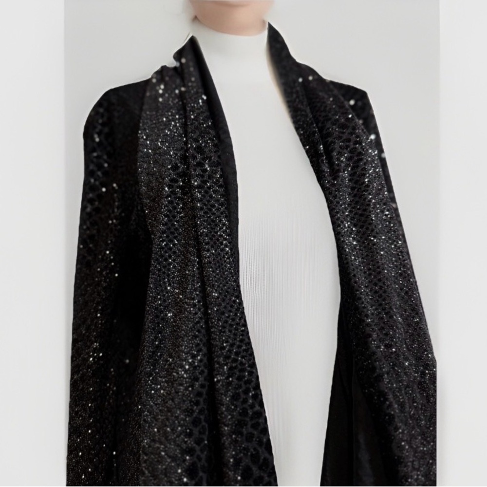NWT Ellen Tracy Mystique Black Glitter Open Front Cardigan Small